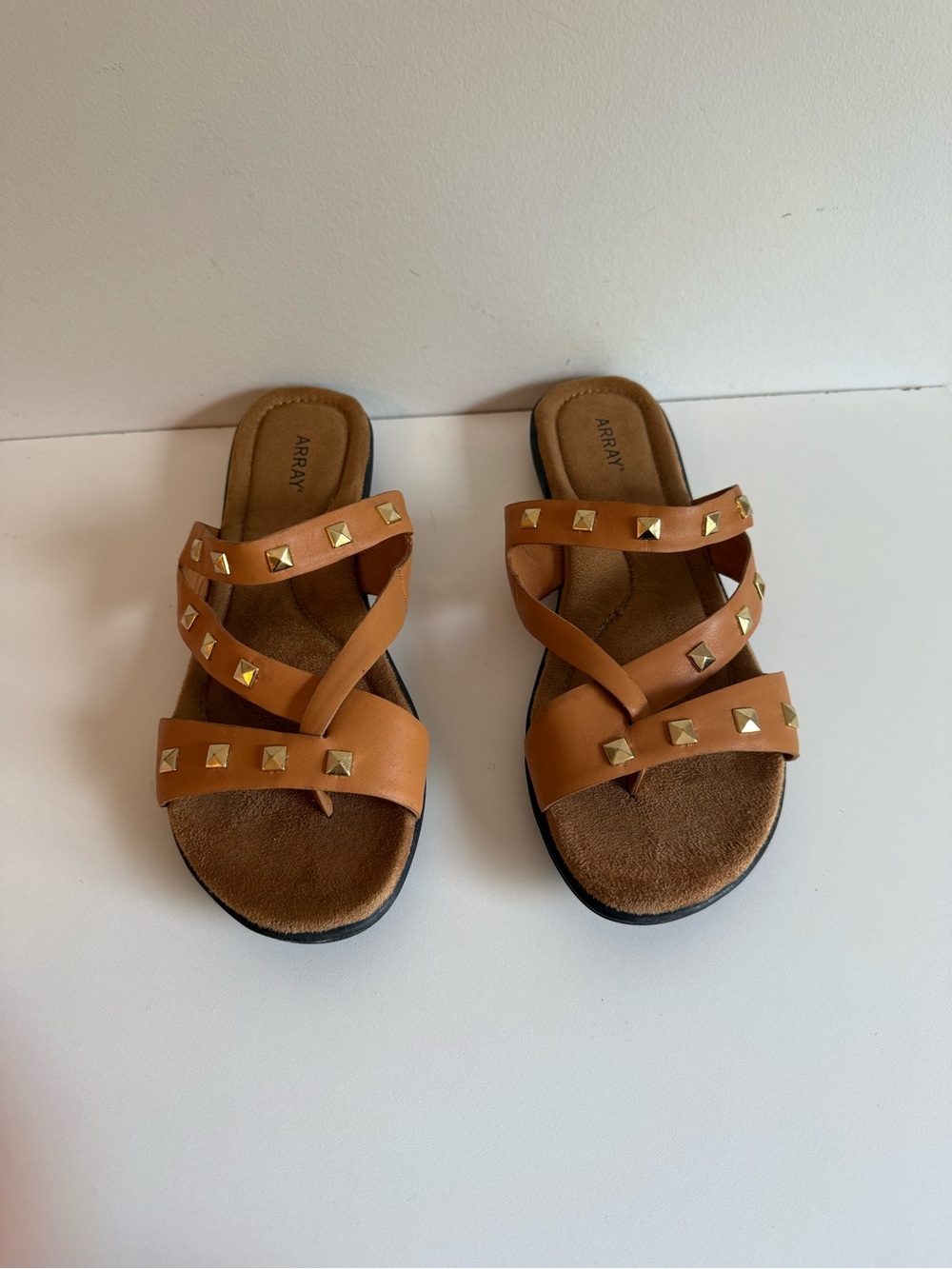 Women’s ARRAY LaJolla Leather (Upper) Strappy Sandals in Honey SZ 12 WIDE New